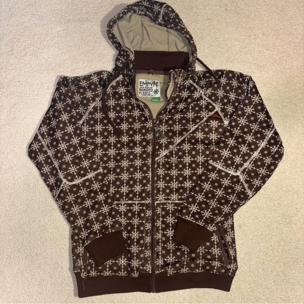 Empyre Brown Zip Up Hoodie Size Medium Zipper Pockets Zipper Hoodie Thumb Hole
